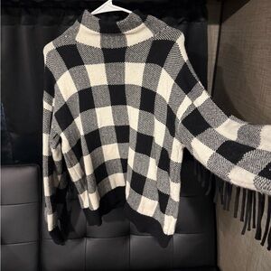 Lauren Ralph Lauren Fringe Black and White Sweater